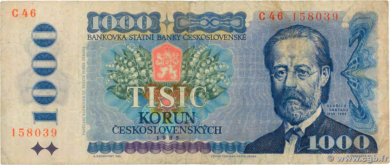 1000 Korun TSCHECHOSLOWAKEI  1985 P.098 S