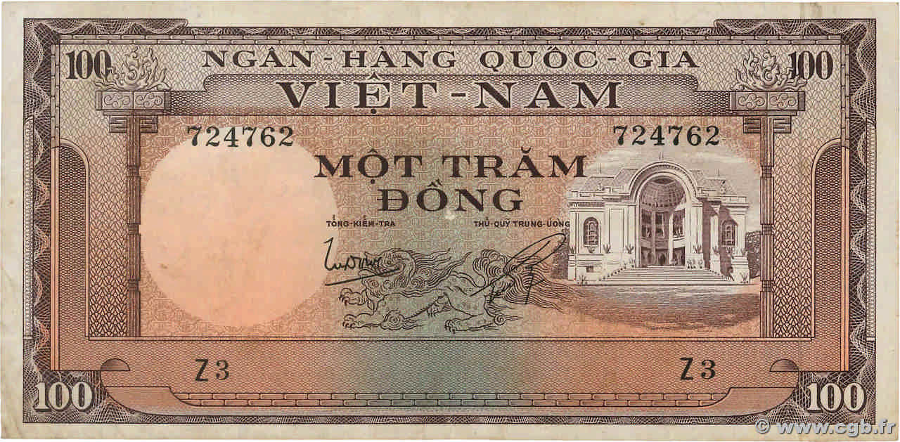100 Dong VIET NAM SOUTH  1966 P.18a VF