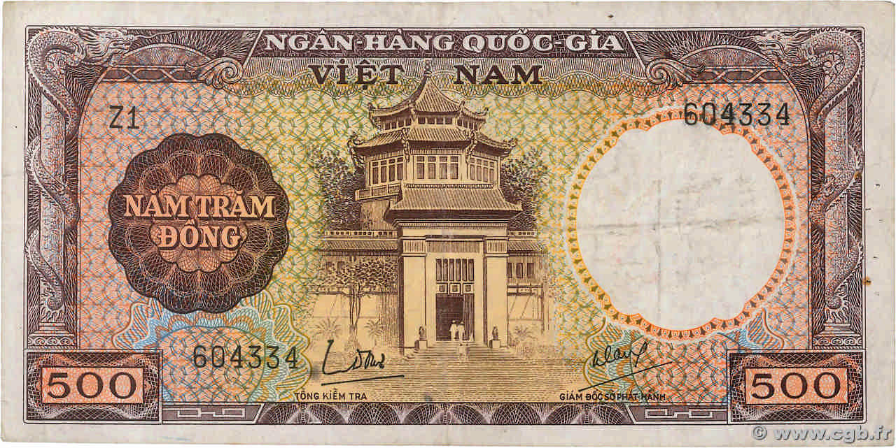 500 Dong VIET NAM SUD  1964 P.22a TTB