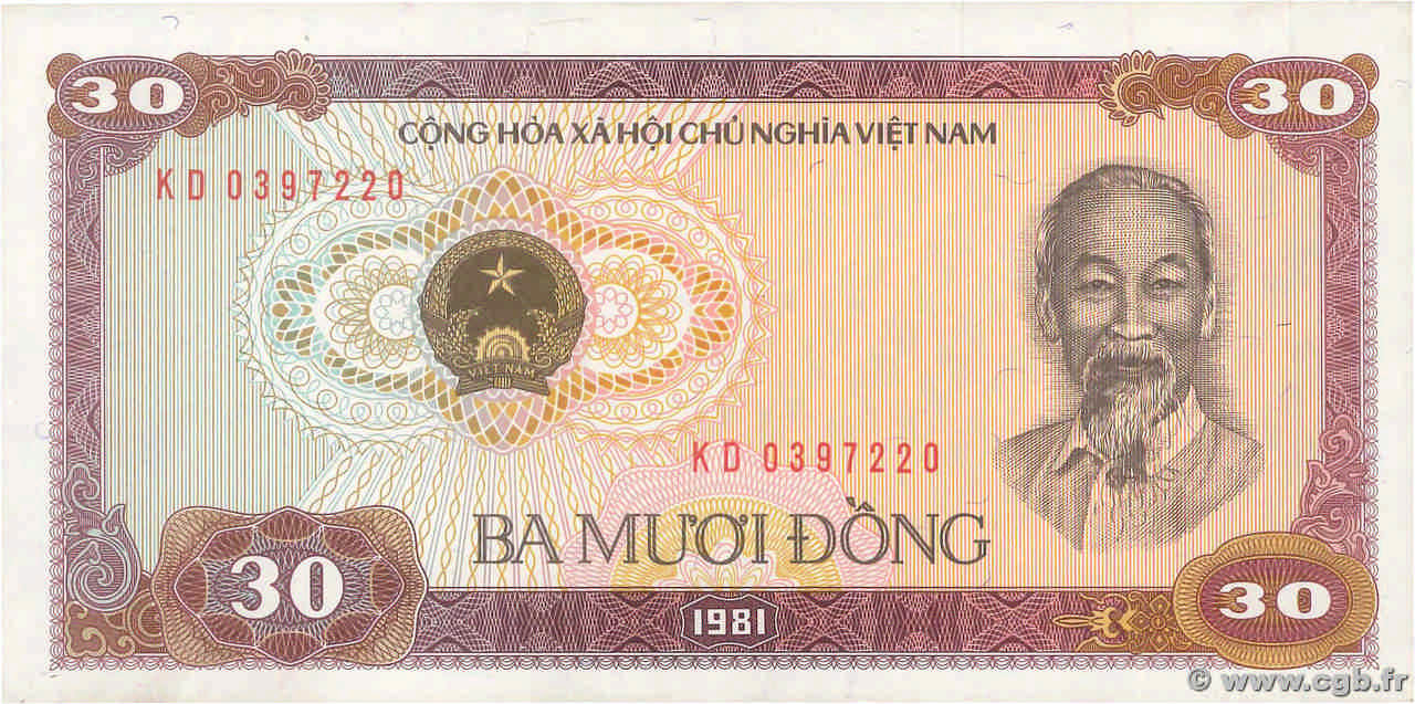 30 Dong VIET NAM  1981 P.087a AU