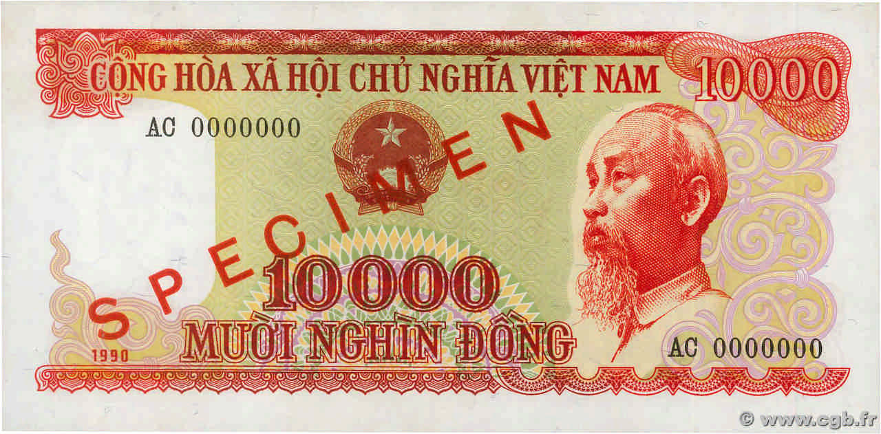 10000 Dong Spécimen VIET NAM  1990 P.109a UNC