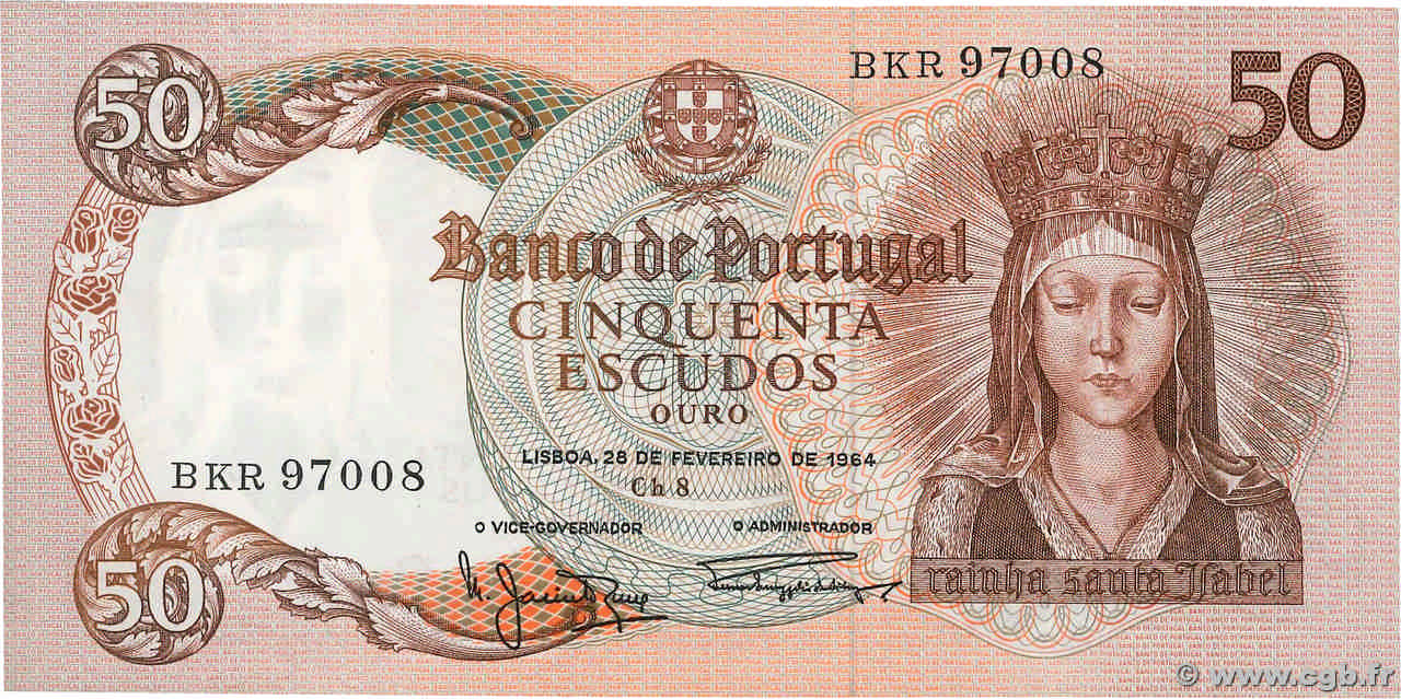 50 Escudos PORTUGAL  1964 P.168 XF+