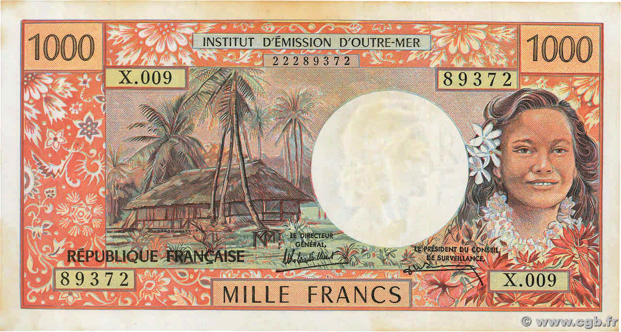 1000 Francs TAHITI  1985 P.27d SUP