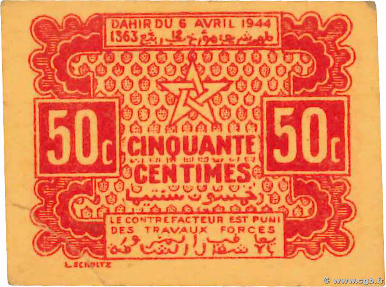 50 Centimes MOROCCO  1944 P.41 AU