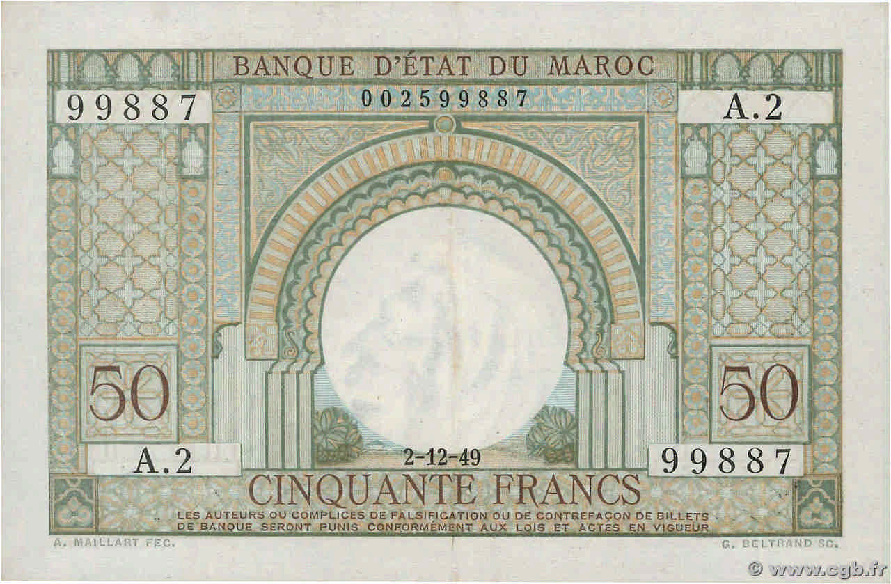 50 Francs MAROKKO  1949 P.44 VZ