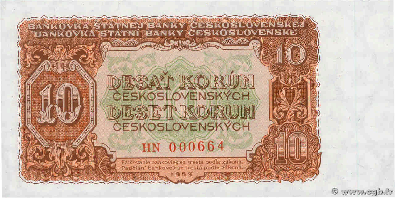 10 Korun CECOSLOVACCHIA  1953 P.083b FDC