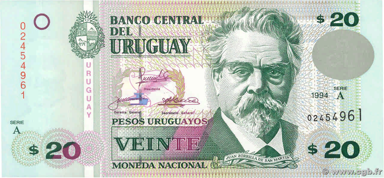 20 Pesos Uruguayos URUGUAY  1994 P.074a FDC