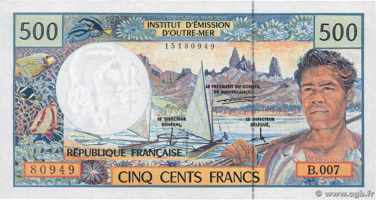 500 Francs FRENCH PACIFIC TERRITORIES  1992 P.01c UNC-