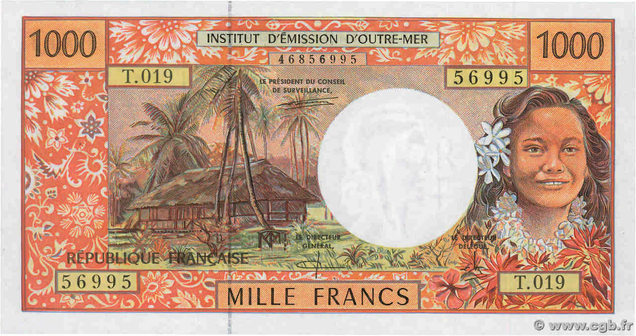 1000 Francs FRENCH PACIFIC TERRITORIES  1995 P.02d SC+