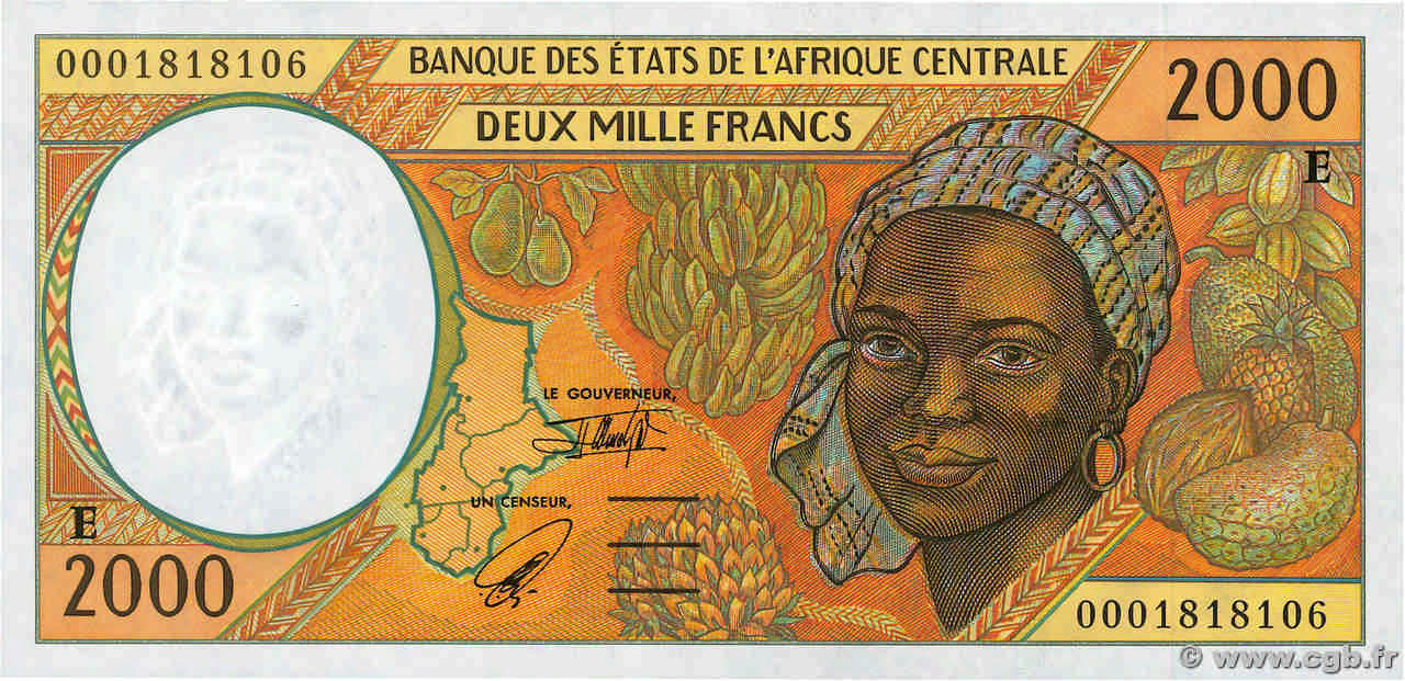 2000 Francs ZENTRALAFRIKANISCHE LÄNDER  2000 P.203Eg ST
