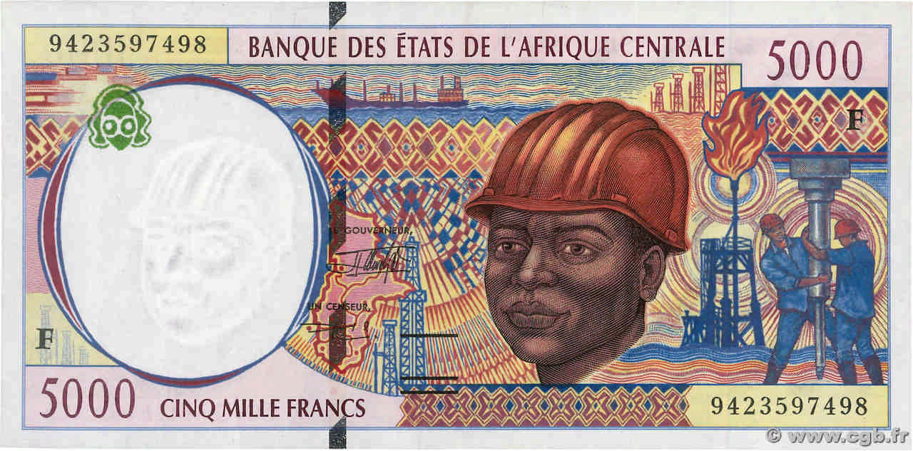 5000 Francs ZENTRALAFRIKANISCHE LÄNDER  1994 P.304Fa VZ+