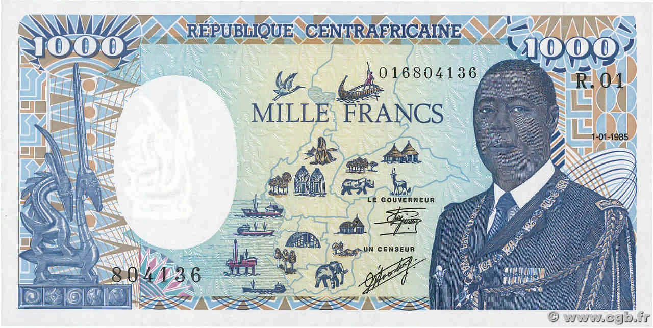 1000 Francs ZENTRALAFRIKANISCHE REPUBLIK  1985 P.15 ST