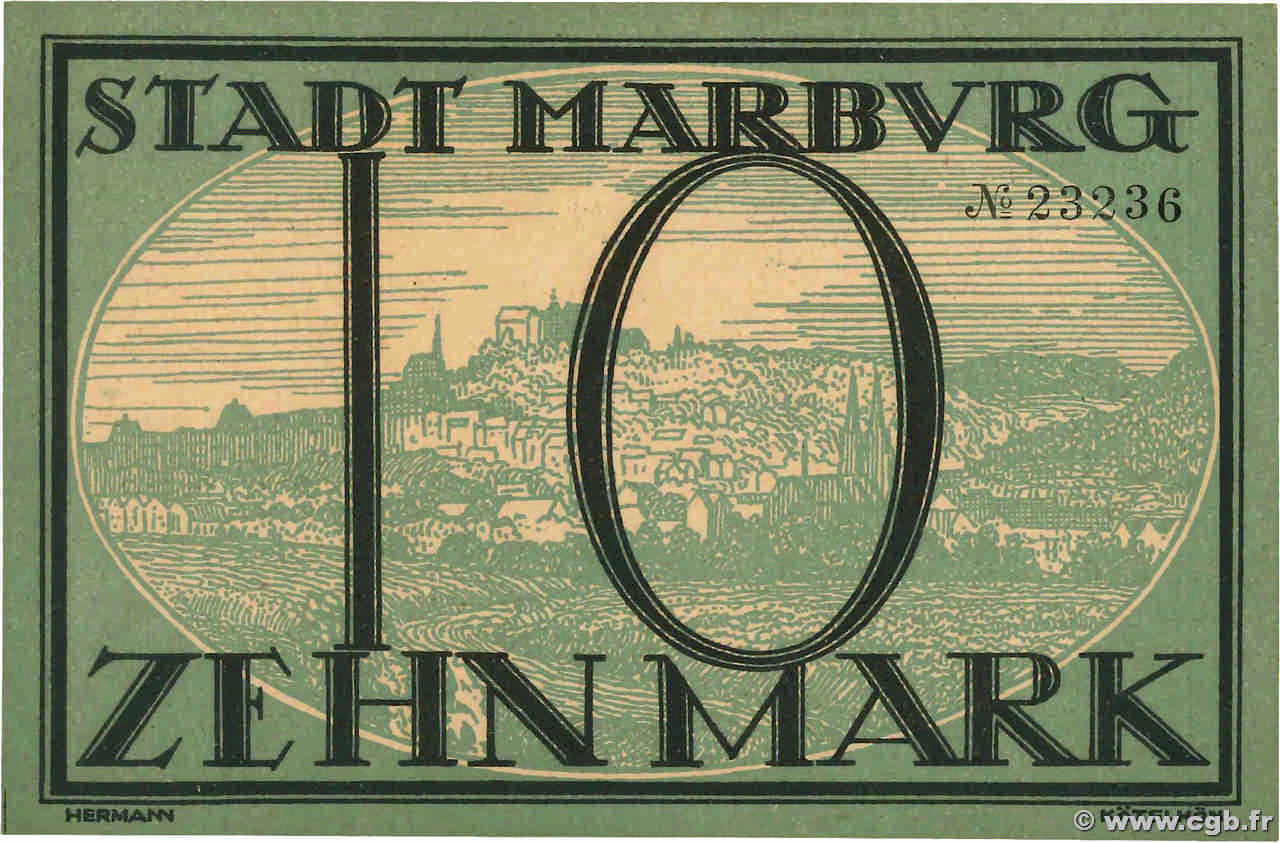 10 Mark GERMANY Marburg 1918  UNC