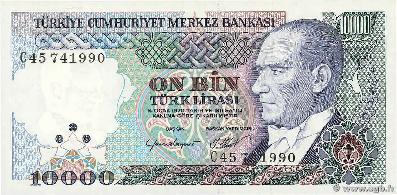 10000 Lira TURQUIE  1988 P.199b NEUF