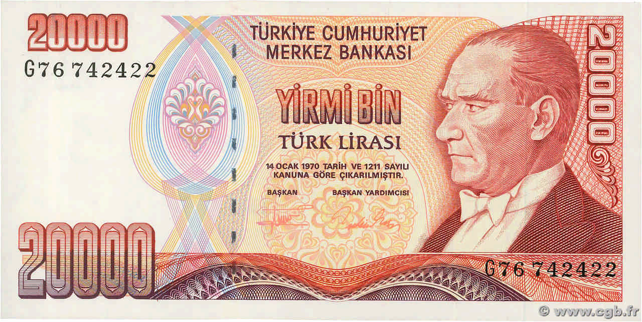 20000  Lira TURQUIE  1995 P.202 NEUF