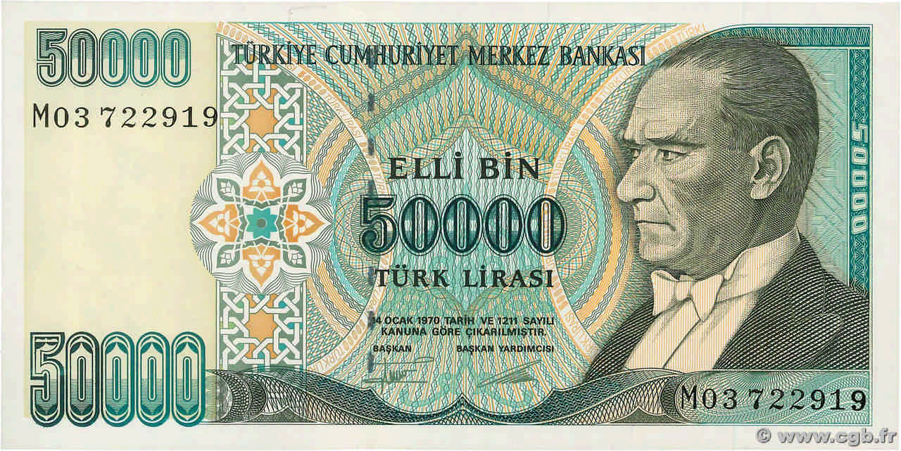 50000 Lira TURQUIE  1995 P.204 NEUF