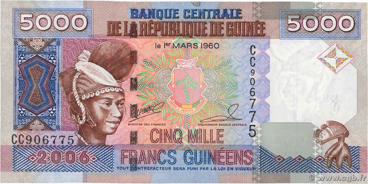 5000 Francs Guinéens GUINÉE  2006 P.41a NEUF