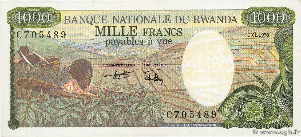 1000 Francs RWANDA  1978 P.14a NEUF