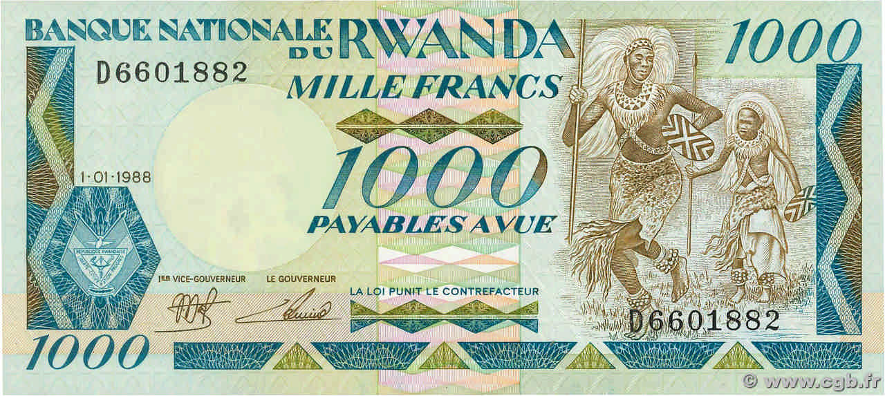1000 Francs RWANDA  1988 P.21a NEUF