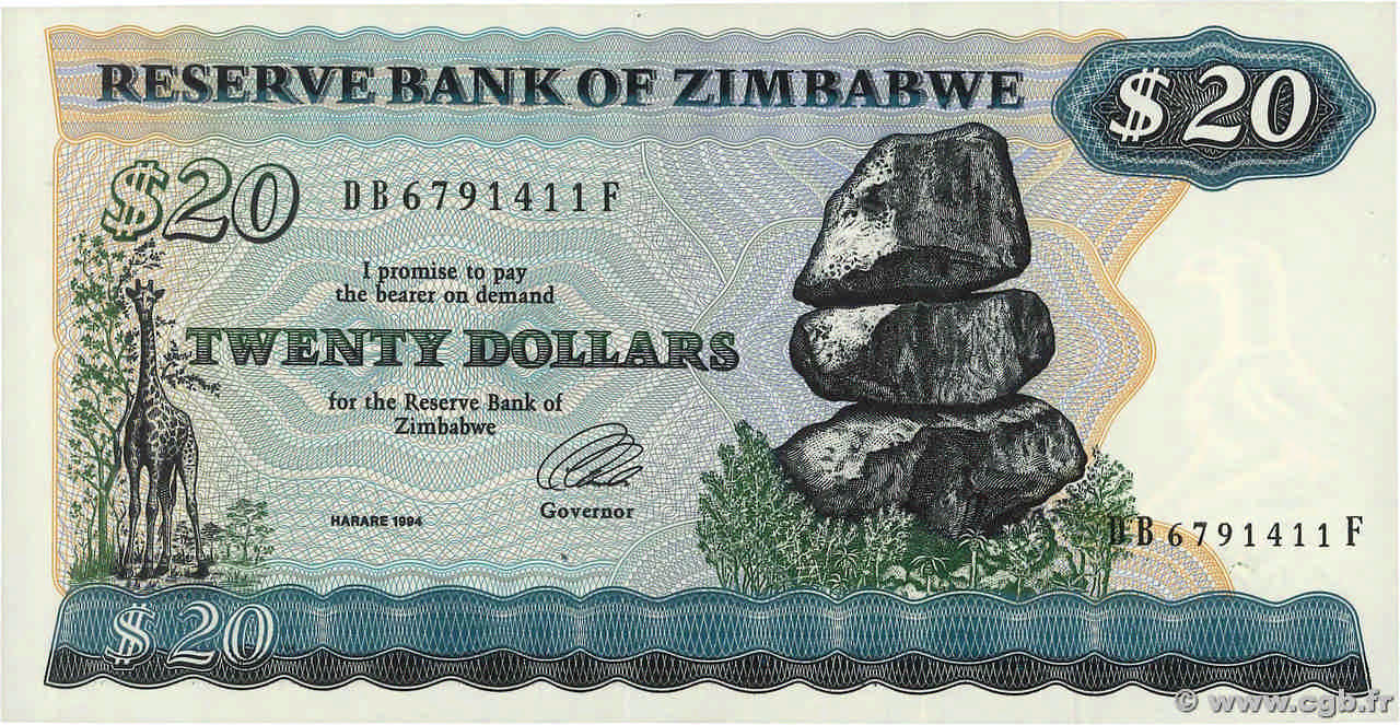 20 Dollars ZIMBABWE  1994 P.04d NEUF