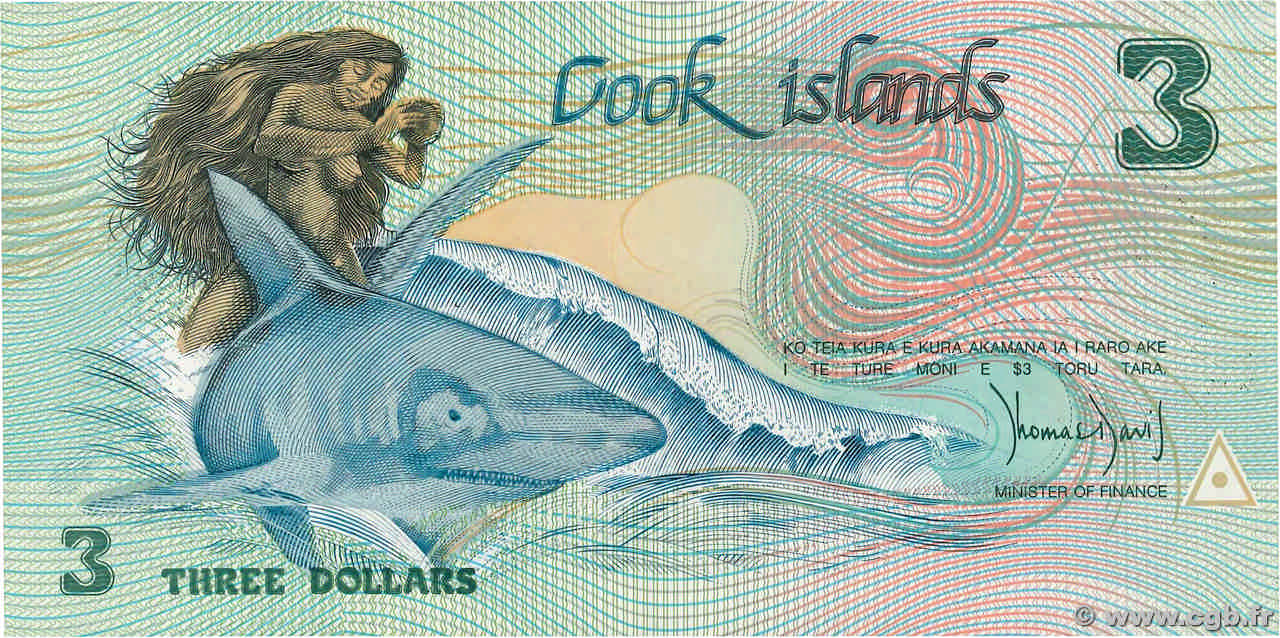 3 Dollars Commémoratif ÎLES COOK   1992 P.06a NEUF
