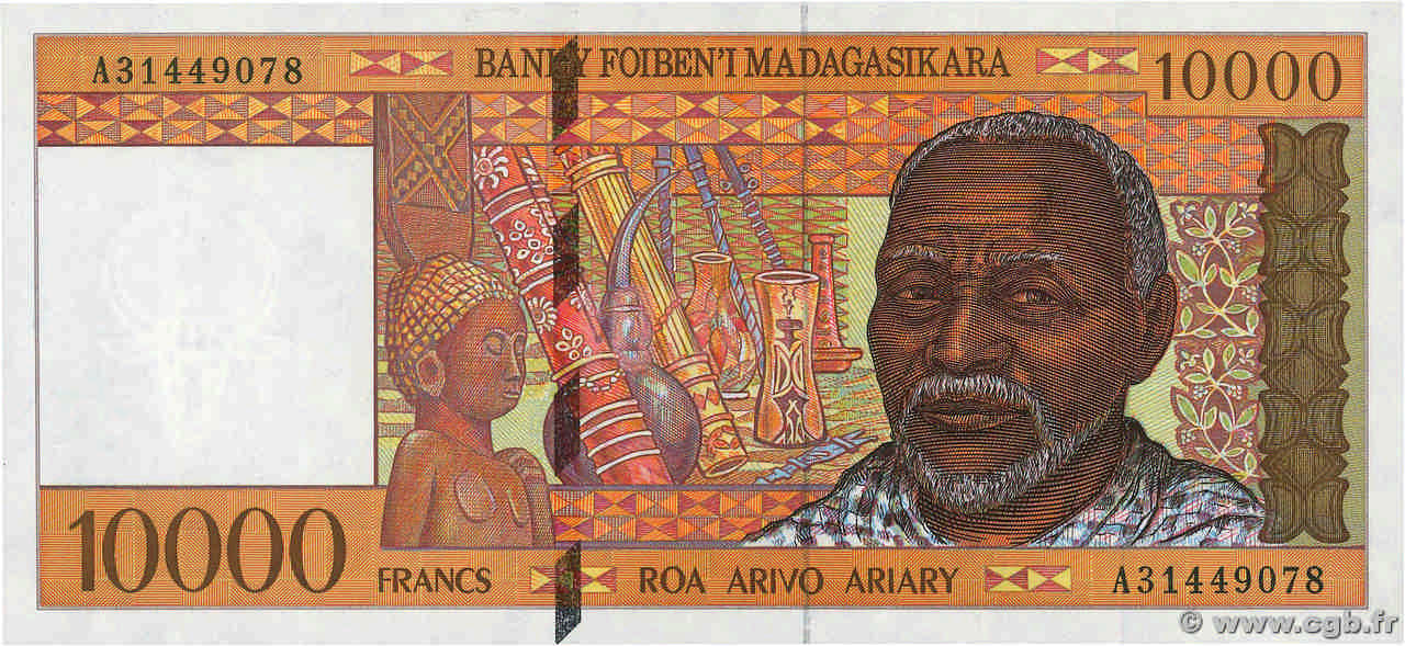 10000 Francs - 2000 Ariary MADAGASCAR  1995 P.079a pr.NEUF