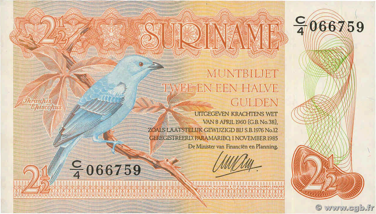 2,5 Gulden SURINAM  1985 P.119a NEUF
