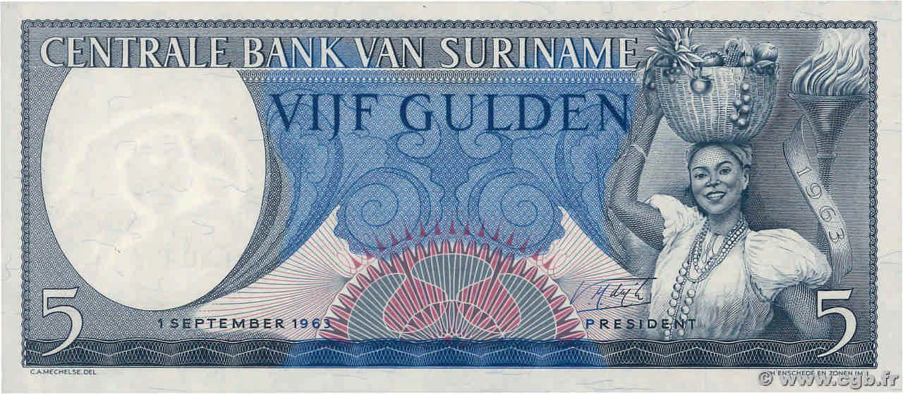 5 Gulden SURINAM  1963 P.120b NEUF