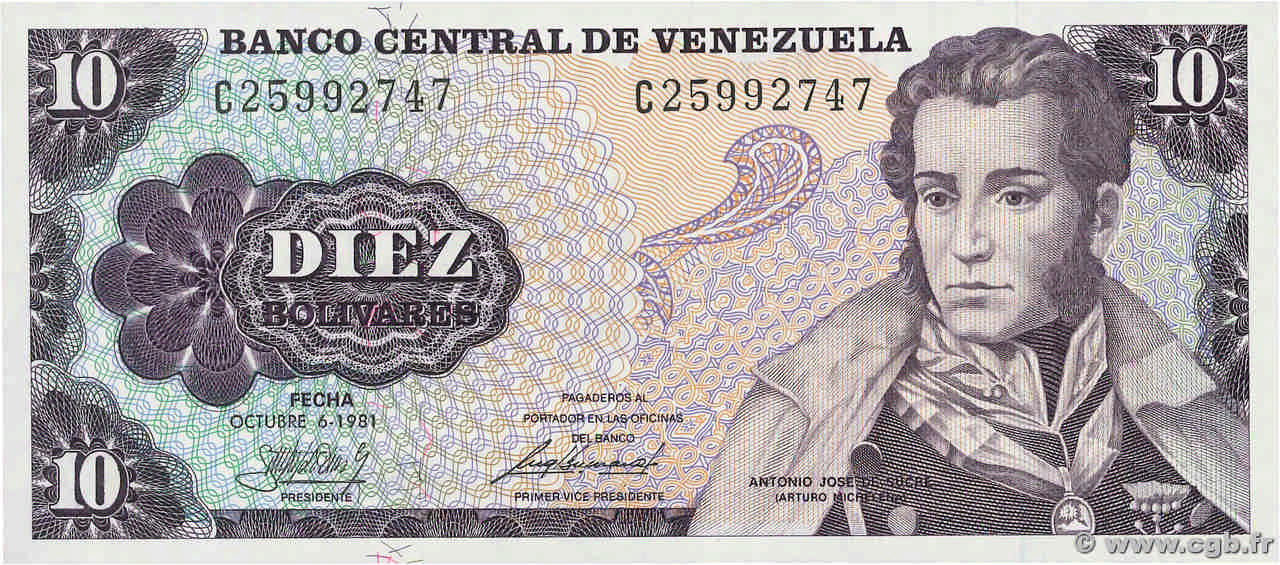 10 Bolivares VENEZUELA  1981 P.060a NEUF