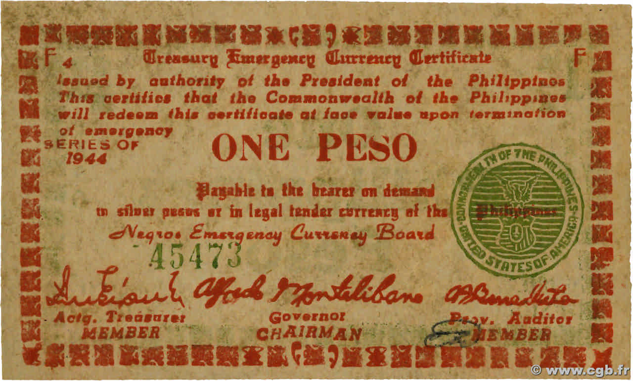 1 Peso PHILIPPINES  1944 PS.672 NEUF