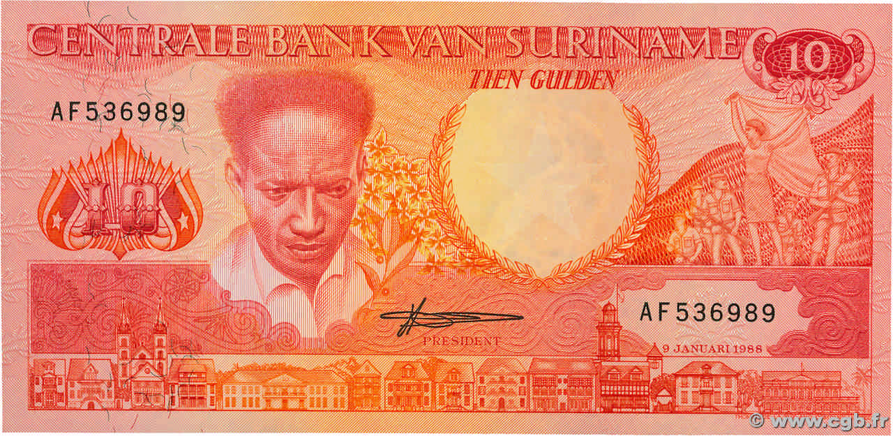 10 Gulden SURINAM  1988 P.131b NEUF