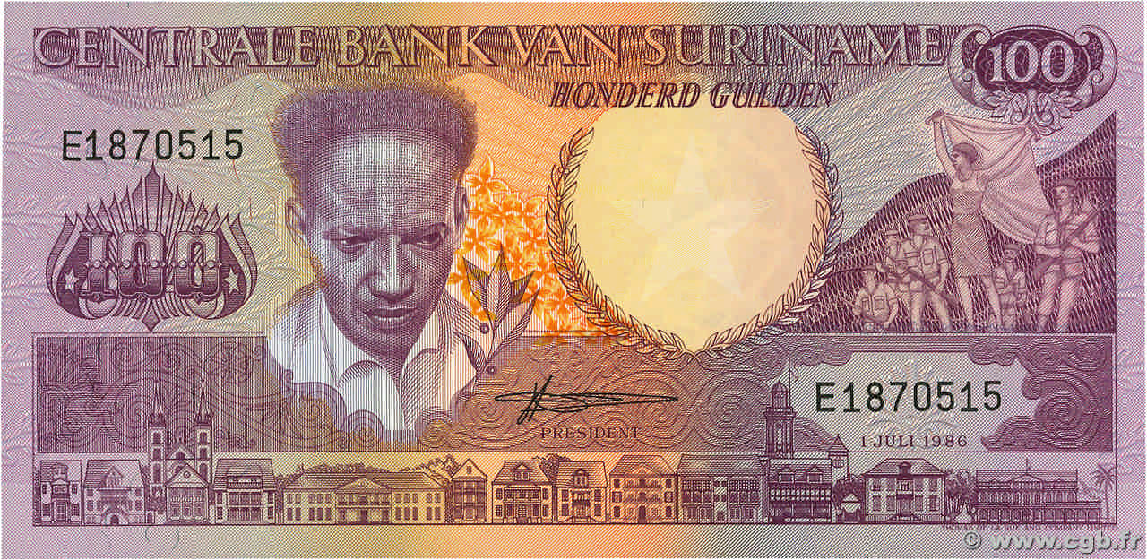 100 Gulden SURINAM  1986 P.133a NEUF