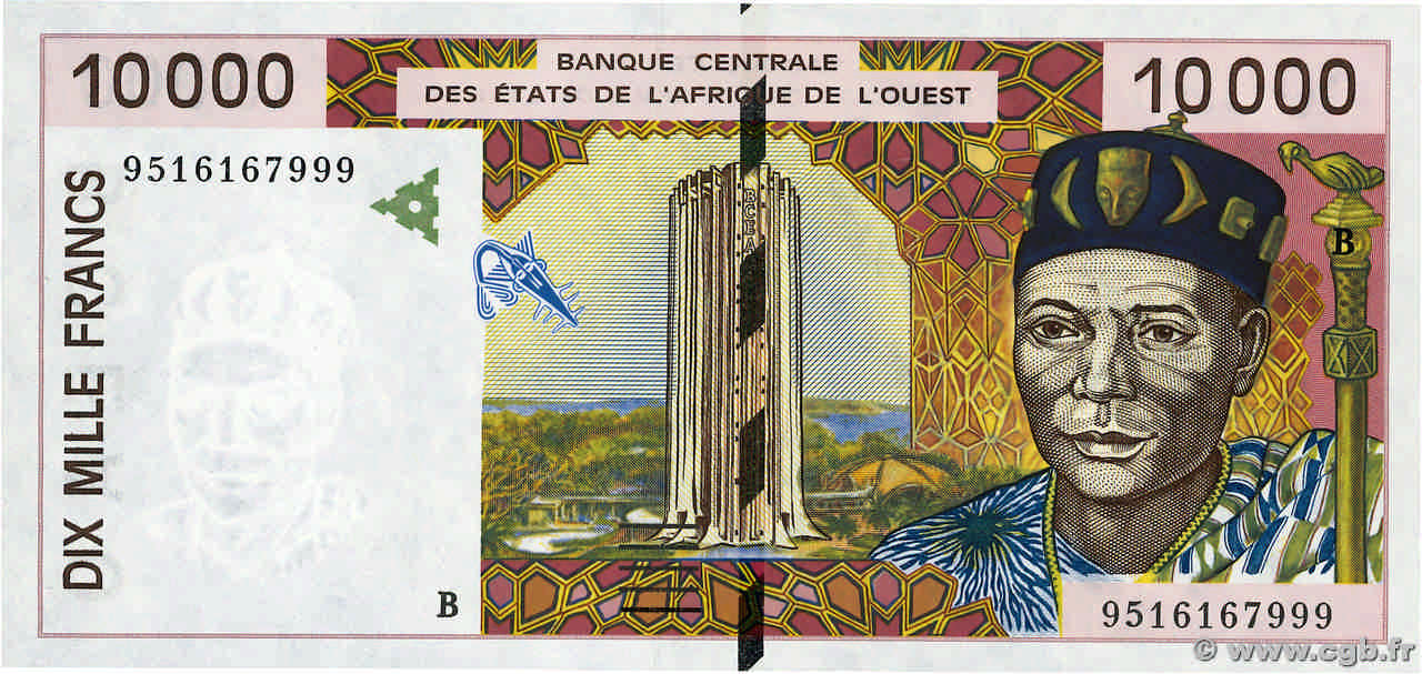 10000 Francs ÉTATS DE L AFRIQUE DE L OUEST  1995 P.214Bc NEUF