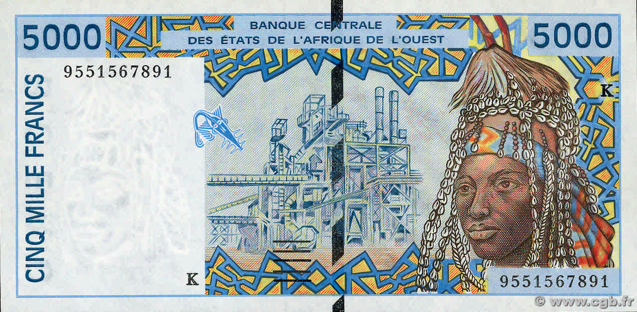 5000 Francs ÉTATS DE L AFRIQUE DE L OUEST  1995 P.713Kd SUP