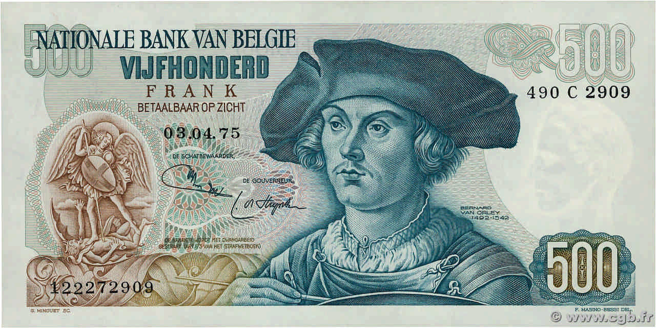 500 Francs BELGIQUE  1975 P.135b SUP