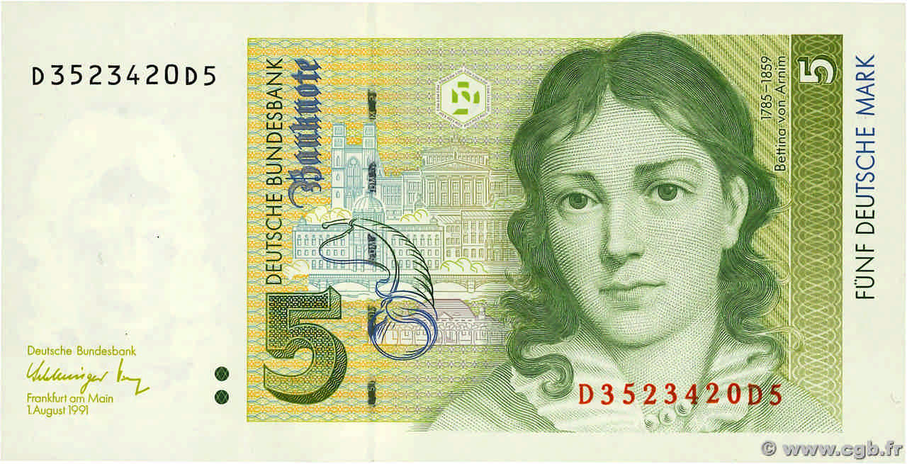 5 Deutsche Mark ALLEMAGNE FÉDÉRALE  1991 P.37 NEUF