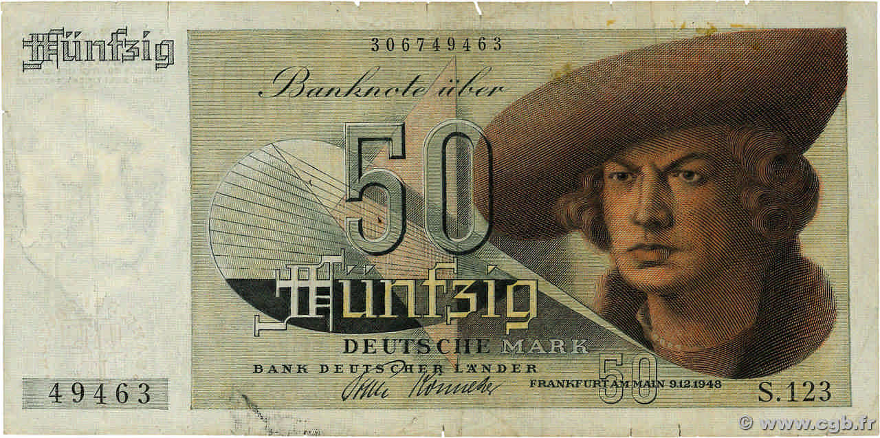 50 Deutsche Mark ALLEMAGNE FÉDÉRALE  1948 P.14a TB