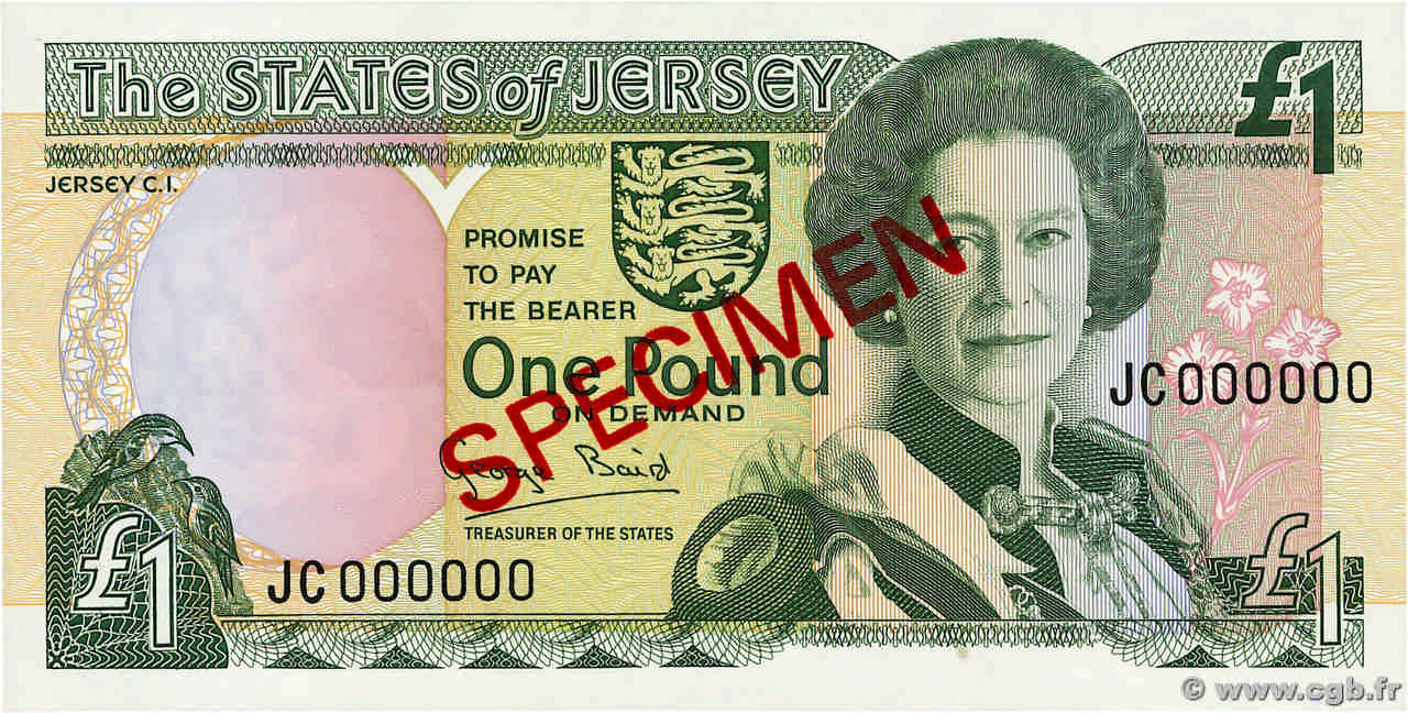 1 Pound Spécimen JERSEY  1993 P.20s FDC