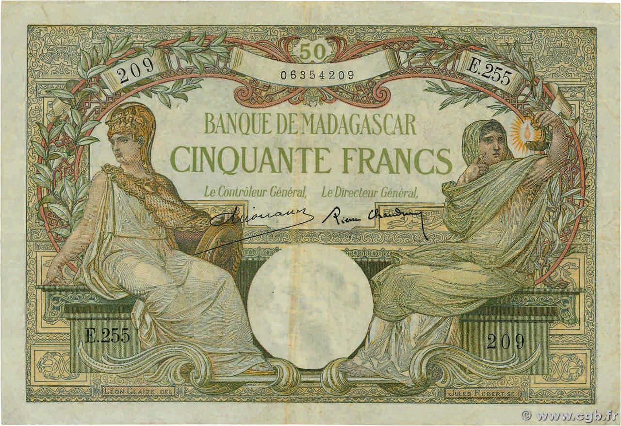 50 Francs MADAGASCAR  1937 P.038 BB