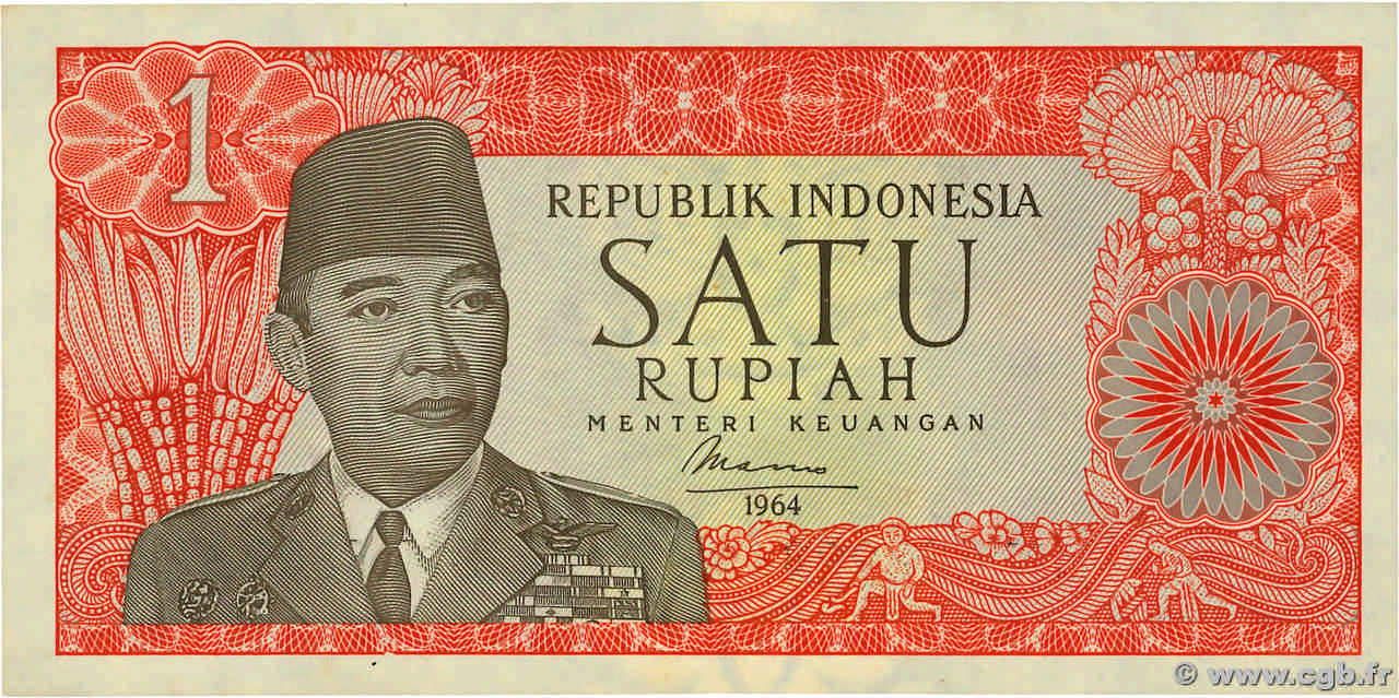 1 Rupiah INDONESIEN  1964 P.080b ST