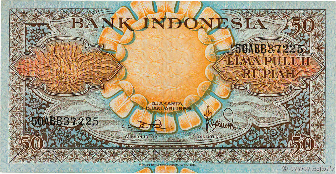 50 Rupiah INDONESIA  1959 P.068a EBC