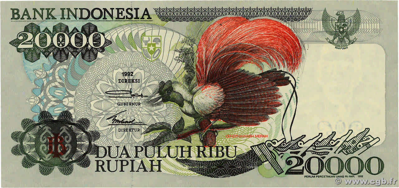 20000 Rupiah INDONESIA  1992 P.132a SC