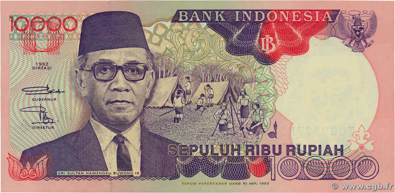 10000 Rupiah INDONESIEN  1992 P.131a ST