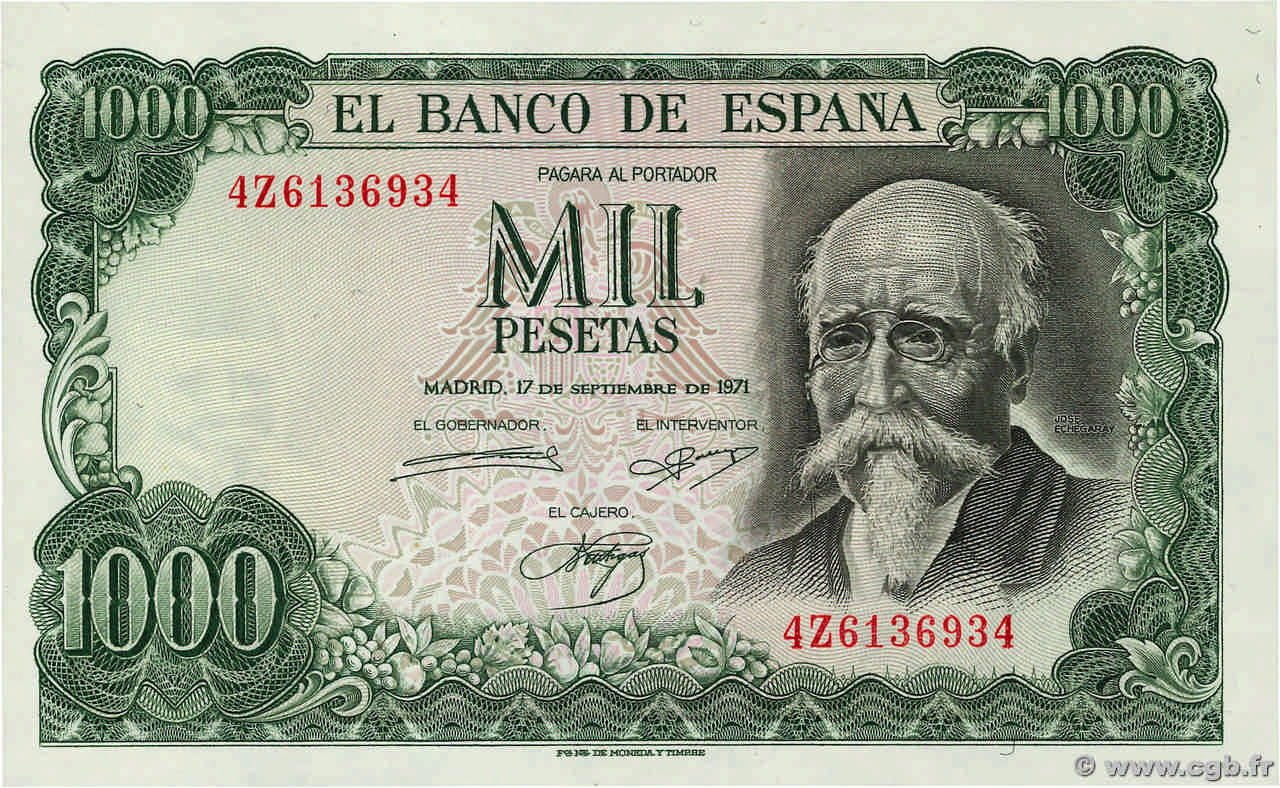 1000 Pesetas SPANIEN  1971 P.154 fST+