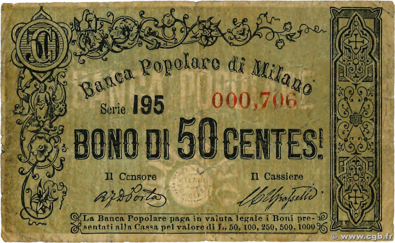 50 Centesimi ITALIE Milan 1870  TB