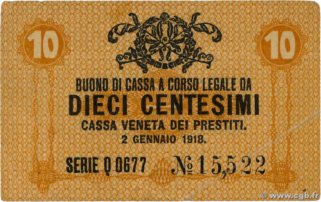 10 Centesimi ITALIE  1918 PM.02 TTB