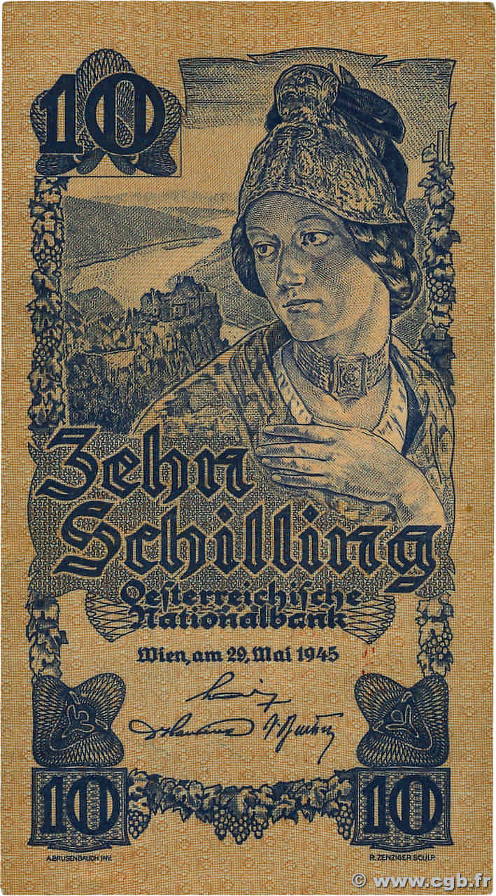 10 Schilling AUSTRIA  1945 P.114 MBC+
