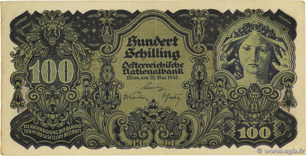 100 Schilling ÖSTERREICH  1945 P.118 fVZ