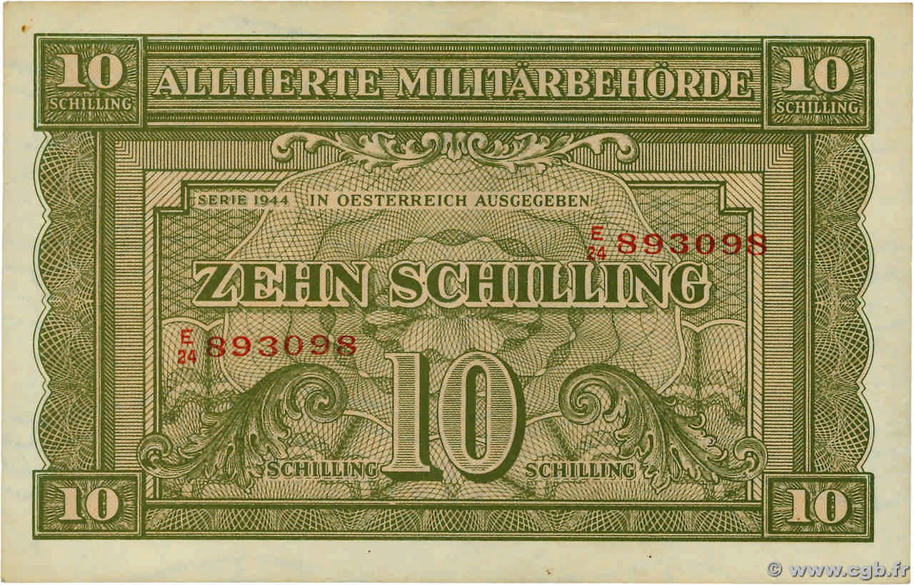 10 Schilling AUSTRIA  1944 P.106 XF+