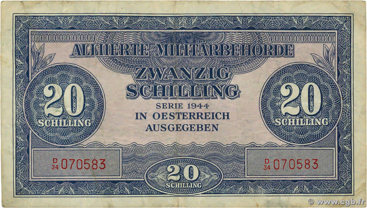 20 Schilling AUSTRIA  1944 P.107 F